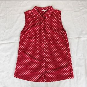 LAST CHANCE Red Polka Dot Sleeveless Blouse
